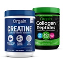 Orgain Creatin Monohydrat-Pulver 17.64 Oz (100 Servierungen) & Collagen Peptides Powder 1lb (20g Grass Fed) Bundle - Unflavored, Non-GMO Ergänzungen für Muskel, Gehirn, Haut und Gelenkunterstützung