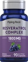 Piping Rock Resveratrol Complex | 90 Kapseln | Ultra Potent | Nicht-GVO, glutenfreie Ergänzung