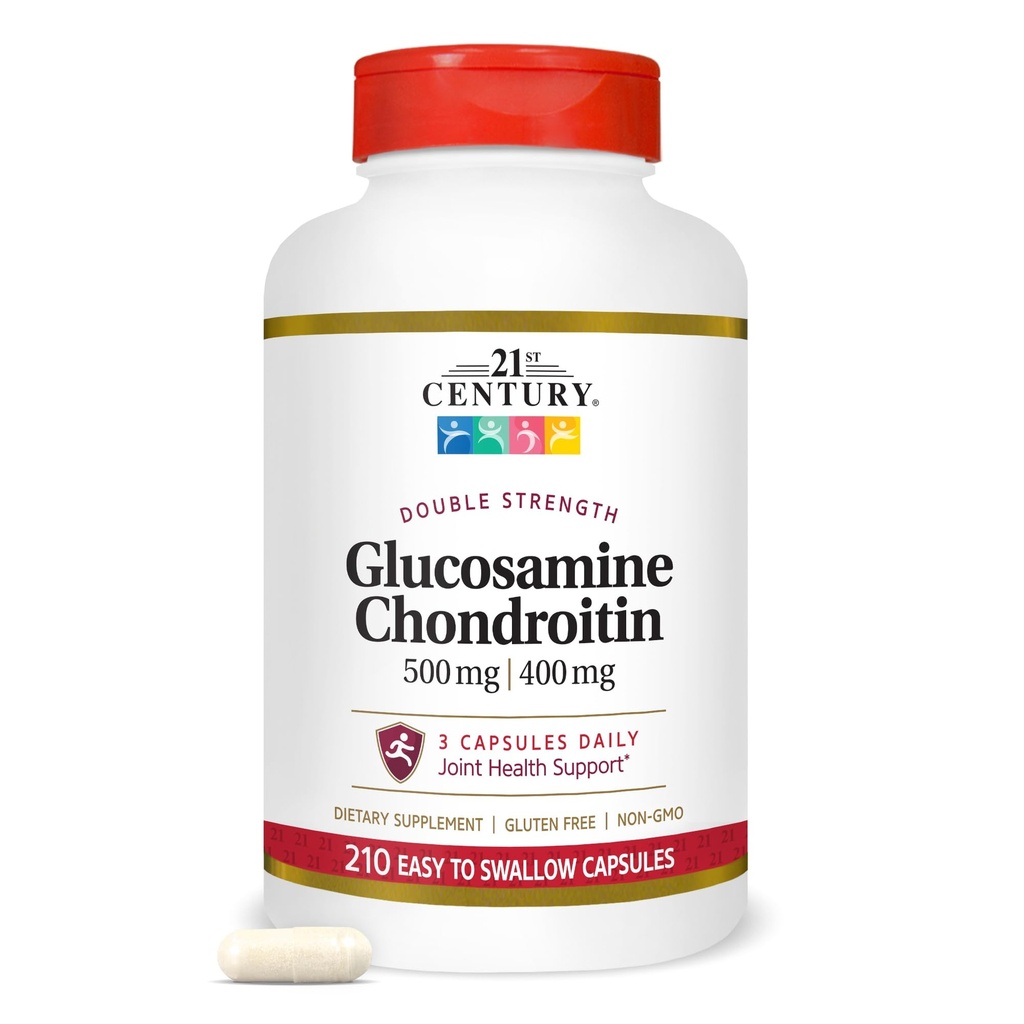 21st Century Double Strength Glucosamin Chondroitin (210 Count), Nahrungsergänzungsmittel für Gelenk- und Knorpelgesundheit, unterstützt aktiven Lebensstil, Nicht-GVO, glutenfreie Gelenkergänzungen für Männer und Frauen