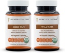 Secrets of the Tribe Wild Yam Capsules 1000 mg Verantwortlich gezüchtet USDA Organic Wild Yam (Dioscorea Villosa) Getrocknete Wurzel, Hormon Support Supplement (2x60 Kapseln)