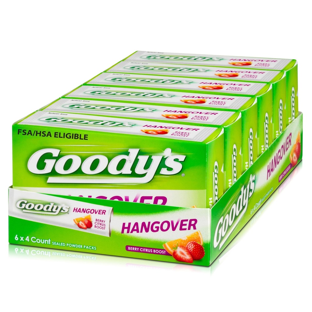 Goody's Hangover Powders, schnelle Schmerzlinderung, Berry Citrus Flavor, 4 Stick Powders, 6 Pack