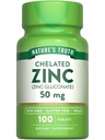 Nature's Truth Chelated Zink 50mg | 100 Tabletten | Essential Mineral Supplement | von Zinkgluconat | Vegan, Non-GMO & Glutenfrei