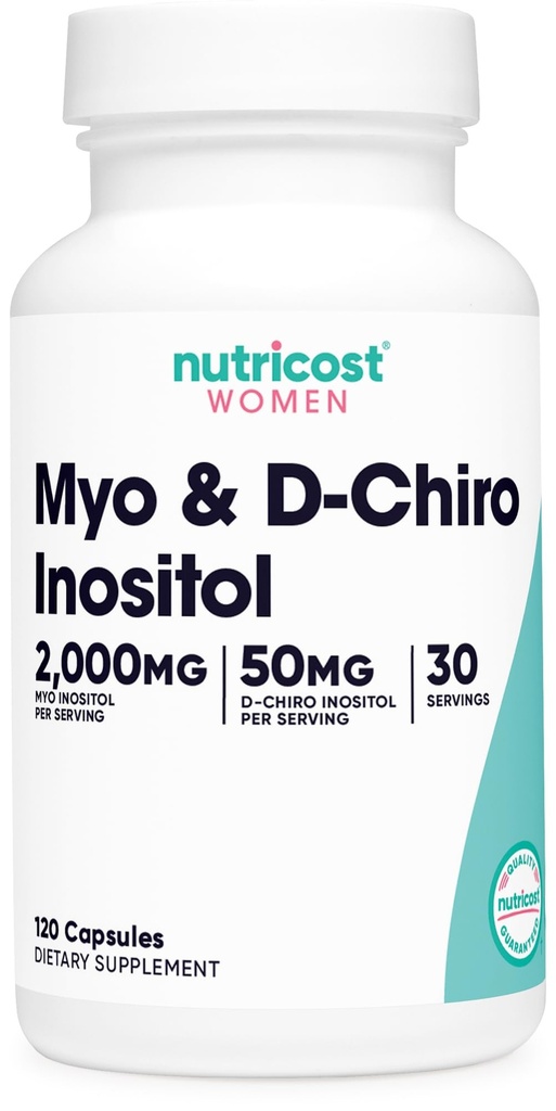 Nutricost Myo Inositol & D-Chiro Inositol für Frauen 2000mg, 120 Kapseln, 2000mg Myo & 50mg D-Chiro Per Portion, 30 Portionen, vegetarisch freundlich, Nicht-GVO & Glutenfrei