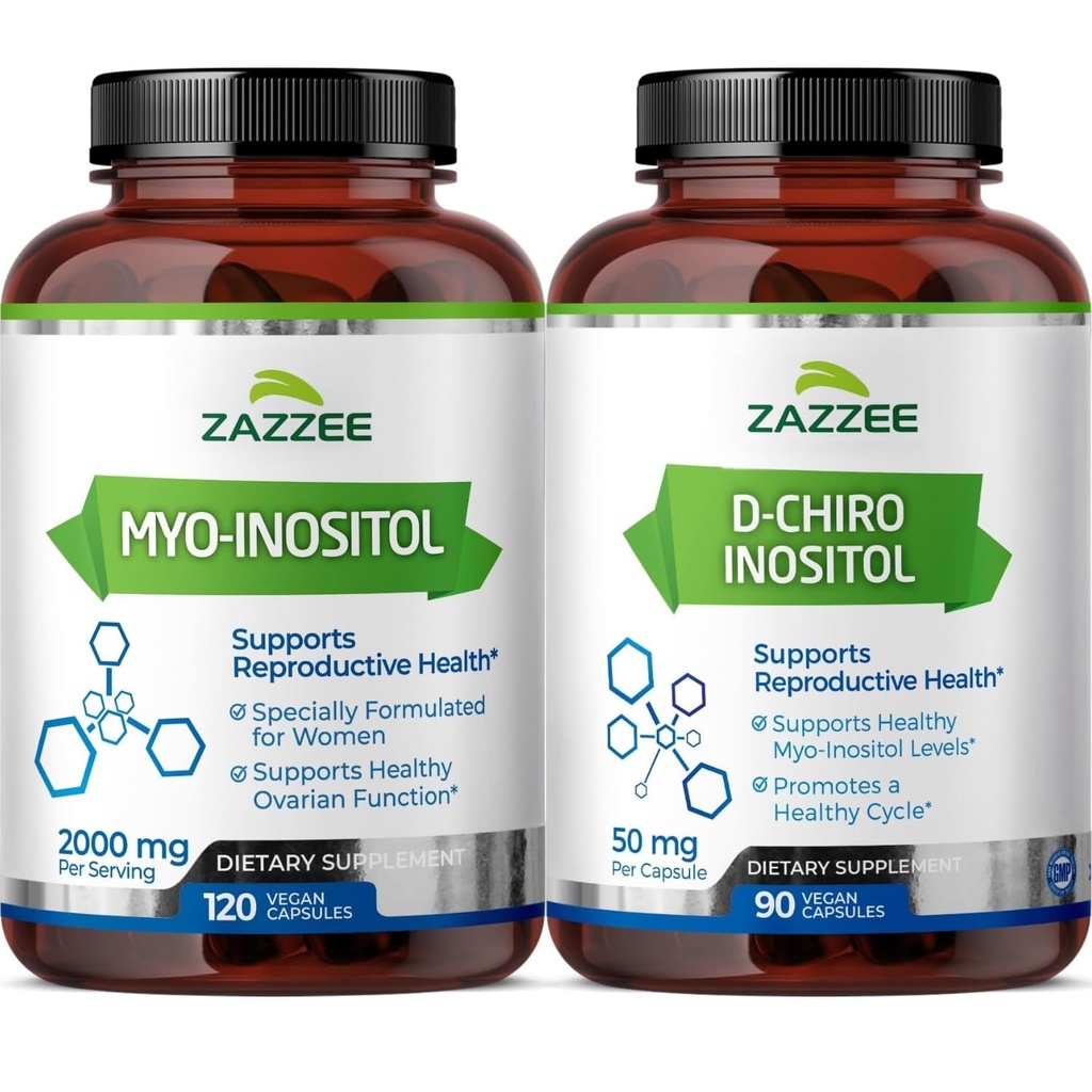 Zazzee 40:1 Ratio Myo und D-Chiro Inositol Ergänzung für Frauen | Myo Inositol Kapseln Plus D-Chiro für die Cycle Regulation Ovarian Support & Gesamthormon Balance für Frauen - Vegan & ISO Lab getestet