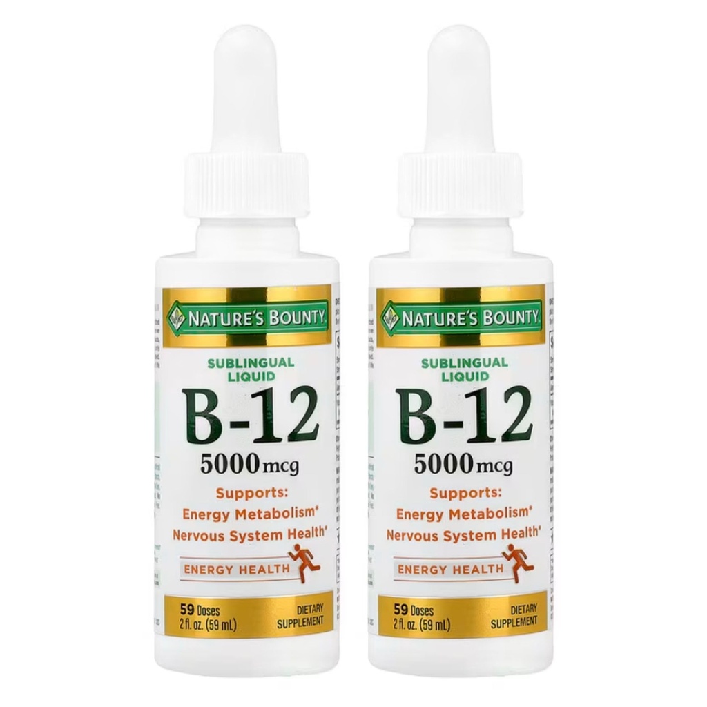 Nature's Bounty B-12 5000 mcg Sublingual Liquid Energy Health, 2 Fl Oz (2 Flaschen)