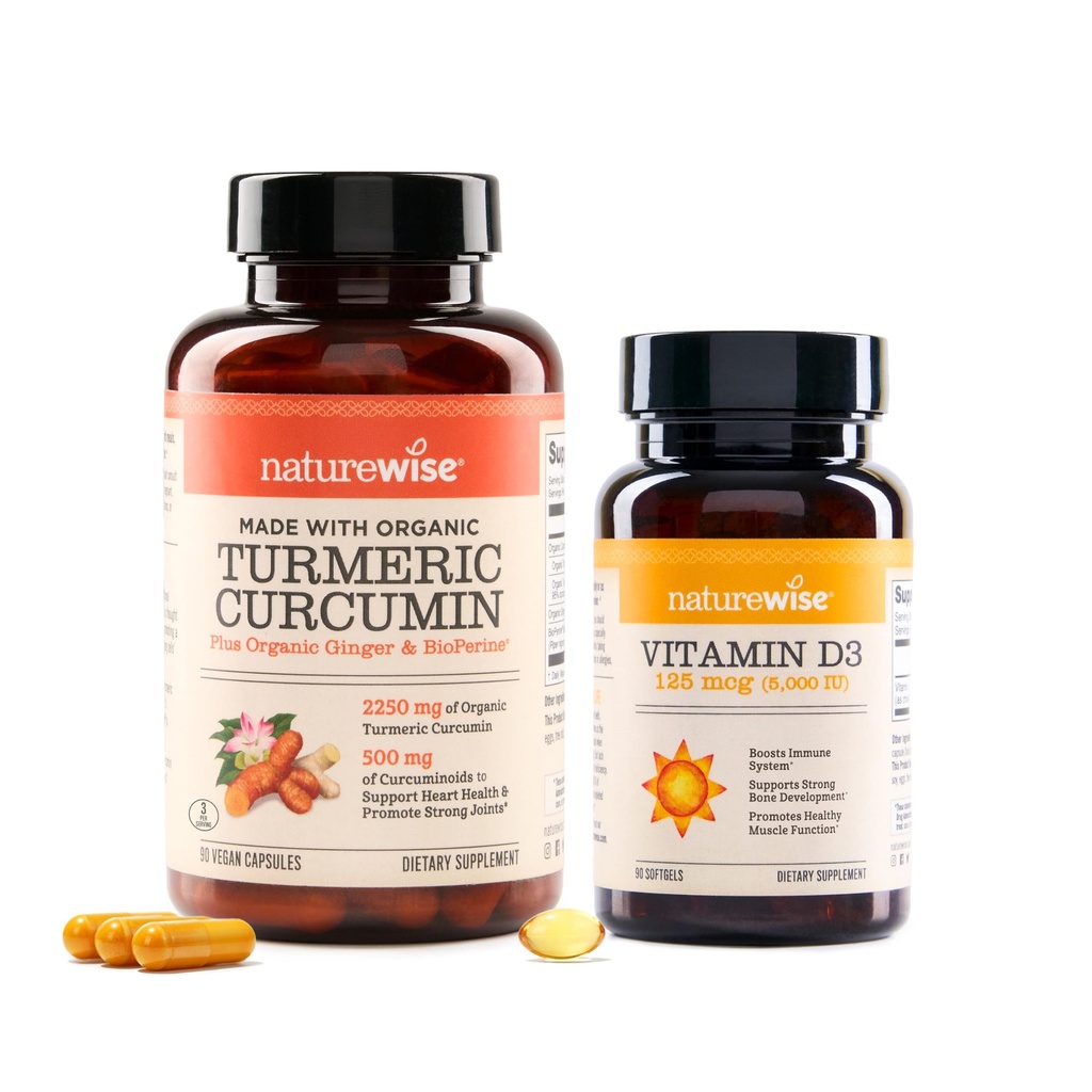 NatureWise Curcumin Turmeric & Vitamin D3 5000iu für Gelenk, Muskel-, Knochen- und Immungesundheitsunterstützung [90 Count Every]