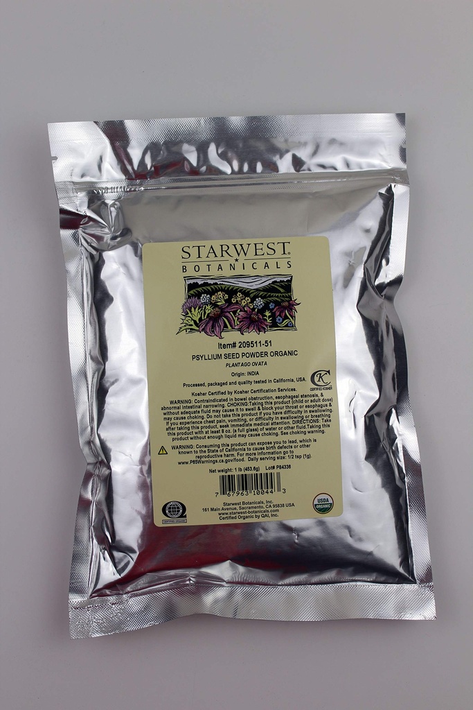 Starwest Botanicals Poudre de graines de Psyllium biologique, 1 livre