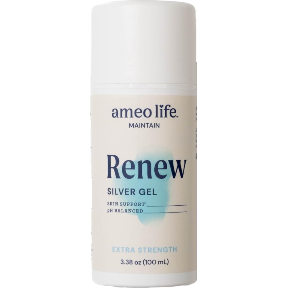 Ameo Life Extra Strength Gel d'argent colloïdal 35 ppm - pH équilibré, gel d'argent structuré pour une peau saine, coupures mineures, scorpes et brûlures - soins naturels de la peau pour rajeunissement (100ml)