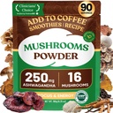 Venture Pal 16 in 1 Mushroom Powder (90 Servings) - 1,730mg Mushroom Coffee Alternative with Ashwagandha, Lion’s Mane, Chaga & More | 100% Fruiting Bodies | Support Immune, Focus & Energy