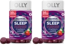 OLLY Max Strength Sleep Gummy,10mg Melatonin,L-Theanine,Chamomile,Lemon Balm,Sugar Free,Vegetarian Sleep Aid,Strawberry -,70 Count (Pack of 2)