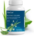 AloeCure Natural Melatonin + Kollagen mit Bio Aloe Vera - Natürliche Schlafhilfe-Ergänzung für erholsame Nächte - Kollagenkomplex für Gelenkstärke, Hautelastizität, Haar- und Nagelwachstum, 30 Kapseln