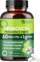 Probiotics for Women & Men Digestive Health with Prebiotic Fiber - Fiber Supplement mit 60 Billion Probiotic for Regularity & Gut Cleanse - Unterstützt okziale Verstopfung - 120 Veggie Kapseln