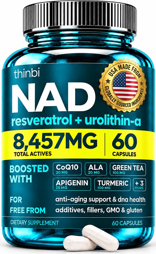Supplément NAD 300Mg Extra Strength NMN Alternative Liposomal + Thé vert pour les femmes et les hommes avec Urolithine A, Resveratrol, CoQ10, Alpha acide lipoïque