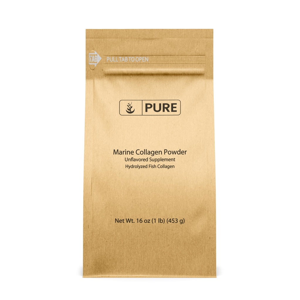 Reine Original-Inhaltsstoffe Marine Collagen Pulver (1 lb) Natural & Unflavored, Protein Peptide, wiederverschließbare Tasche
