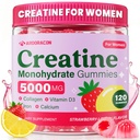 Kreatin für Frauen, Kreatin Monohydrate Gummis mit Collagen, Vitamin D3 & Calcium für Muskeln, Booty & Energy, Flavored Sugar Free Creatine Gummies Post & Pre Workout Ergänzungen für Frauen, 120 Ct