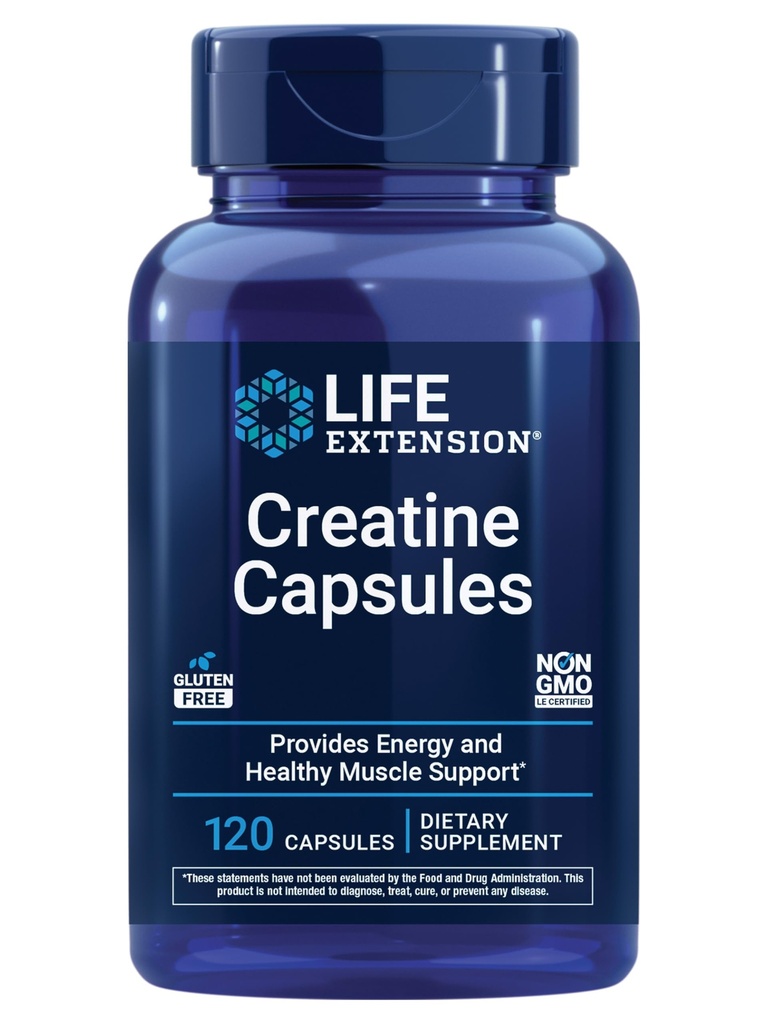 Life Extension Creatine Capsules, Creatine Monohydrate, 120 Capsules
