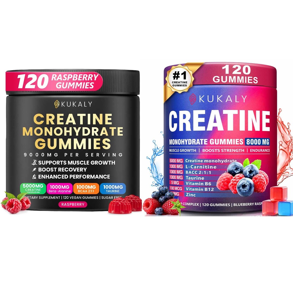 Kreatin Monohydrat-Gummien für Männer und Frauen, 9000MG Creatine Gummies Sugar Free -BCAA 2:1, B12 B6 für Boost Strength, Focus & Endurance, Vegan, Non-GMO