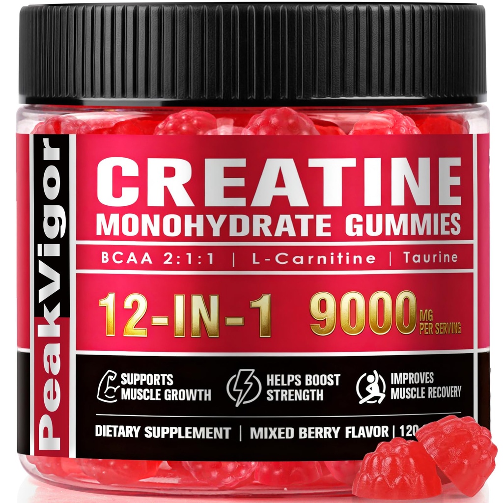 Creatine Monohydrate Gummies 12 in 1 Complex for Women & Men, 120 Count