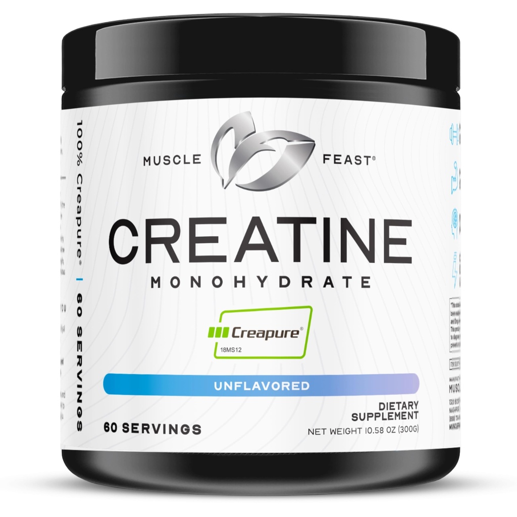 Poudre monohydratée de créatine, sans gluten, sans gain de masse, supplément de récupération musculaire et créatine fiable pour la croissance musculaire, poudre de créatine, non aromatisée, 300g