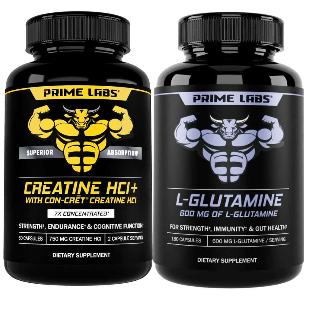 Prime Labs Creatin HCl Kapseln (60 ct) + L Glutamin (180 ct)
