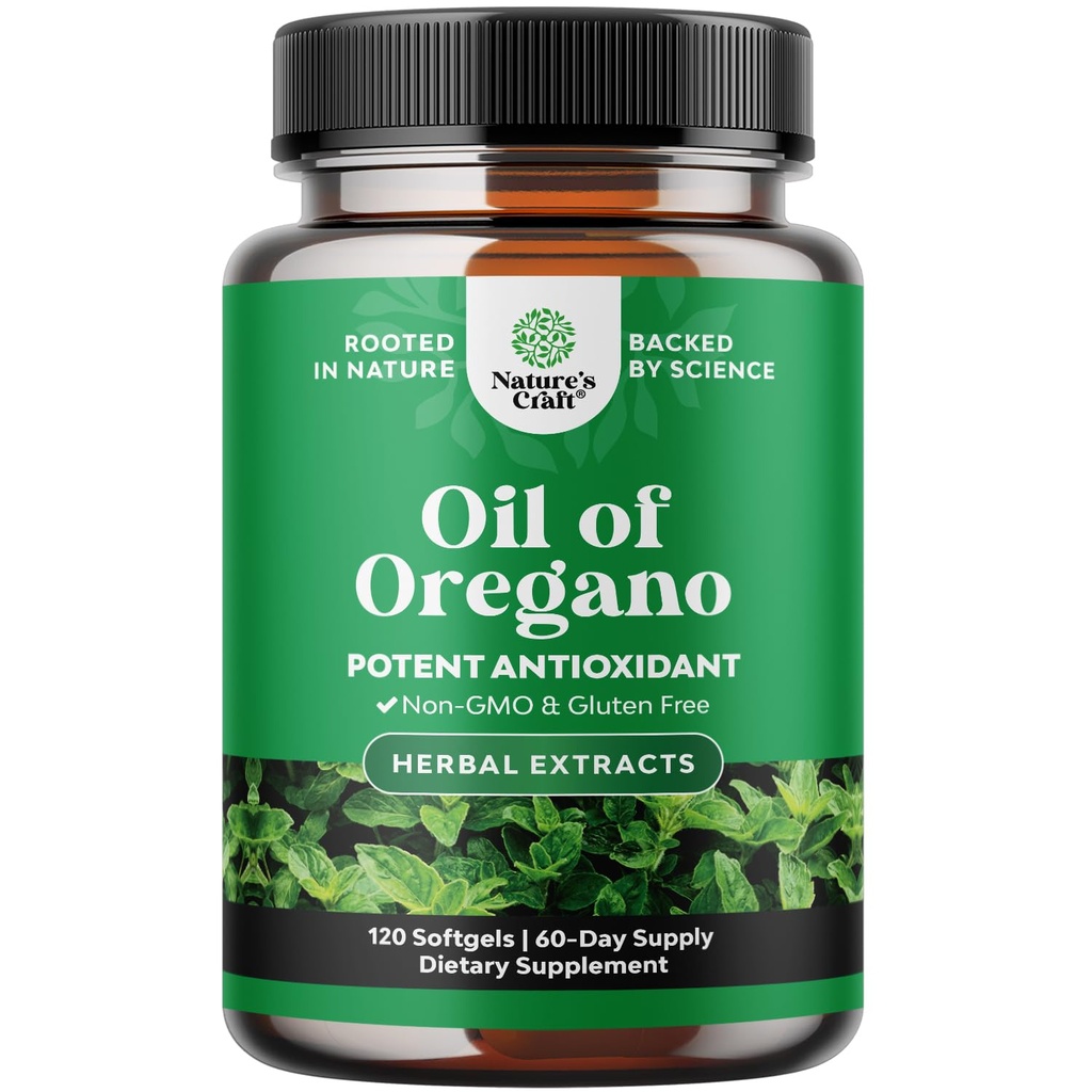 Huile d'Origan sauvage softgels - Super concentré softgels huile d'Origan avec Carvacrol 70% pour la digestion et le soutien immunitaire - suppléments à base de plantes pour nettoyage intestinal, détox corps et réparation - 120 Ct
