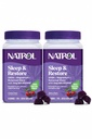 Natrol Schlaf + Wiederherstellen Magnesium Glycinat Blend Gummis mit Melatonin 5mg - Beruhigen Sie Magnesium mit GABA, Botanische Mischung, Kirschen Geschmack, 60 Gummis (Pack von 2)