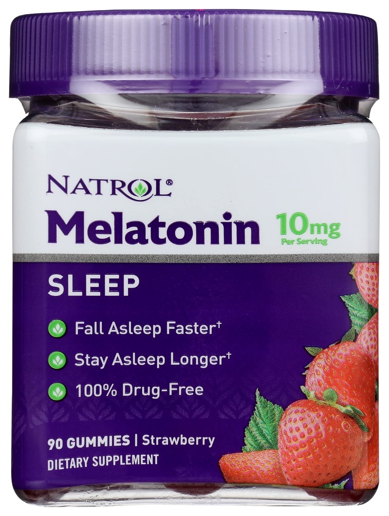 Natrol Melatonin Gummies 10mg, Strawberry, 90 Count (Pack of 1)