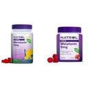 Natrol Enfants Melatonin 1mg 140 Berry Gummies & Adultes Melatonin 5mg 90 Strawberry Gummies Aide au sommeil