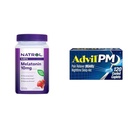 Natrol Melatonin 10mg Sleep Gummies 140ct & Advil PM Ibuprofen Pain Reliever Sleep Aid 120 Coated Caplets