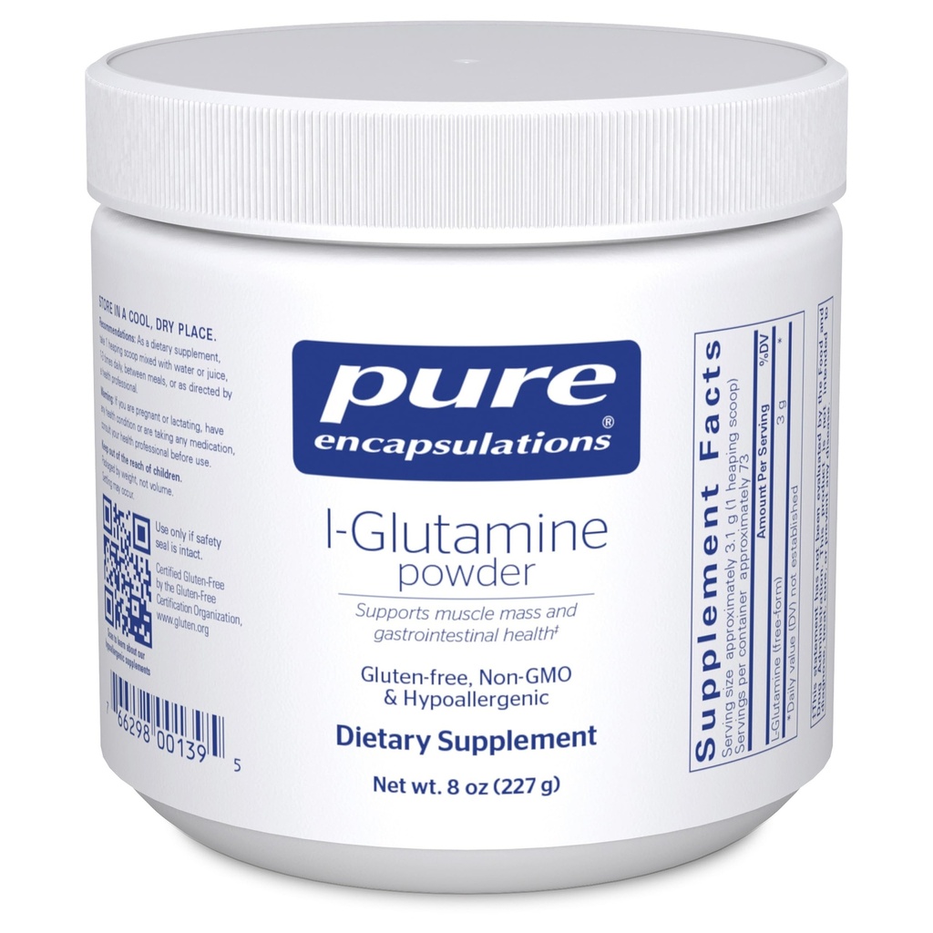 Pure Encapsulations L-Glutamine Powder - Supplément pour le soutien immunitaire et digestif, la santé et le doublage, le métabolisme et le soutien musculaire* - avec la L-Glutamine de forme libre pure - 8 onces