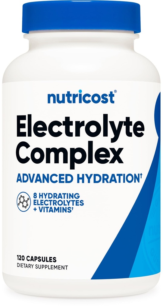 Nutricost Electrolyte complexe hydratation avancée (120 capsules) - 8 électrolytes et vitamines hydratants, sans gluten, non OGM, végétarien
