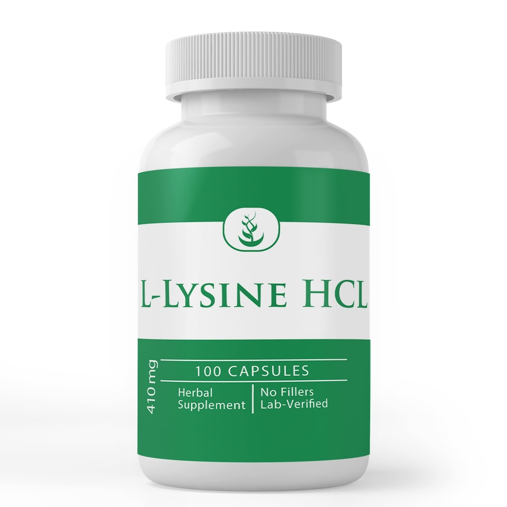 INGRÉDIENTS ORIGINAUX L-Lysine HCL (100 Capsules) Toujours pur, sans additifs ou remplisseurs, laboratoire vérifié