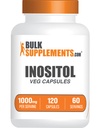 BulkSupplements.com Inositol Kapseln - Vitamin B8, Inositol 1000mg für Gesamt-Wellness - Glutenfrei, 2 Kapseln pro Servierung, 120 Zähler (Pack von 1)
