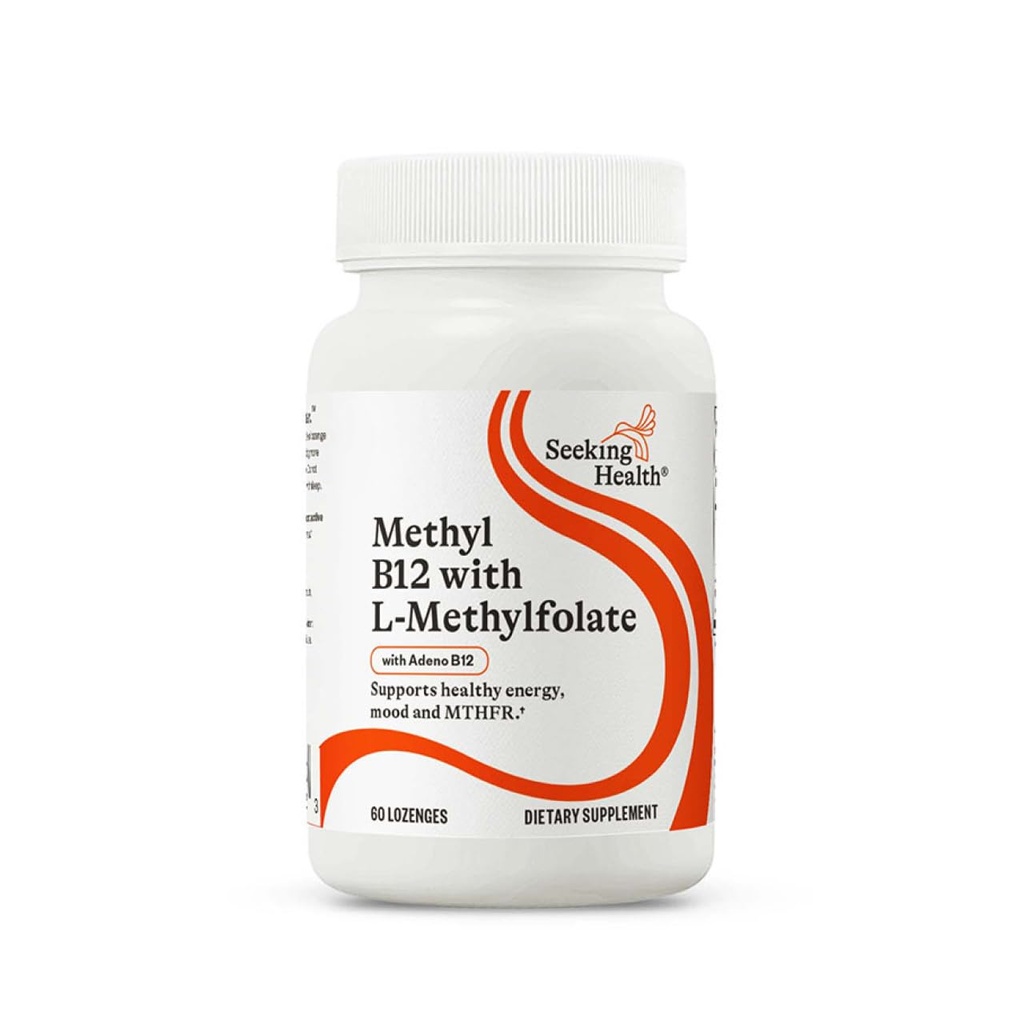 Seeking Health Methyl B12 mit L-Methylfolat - MTHFR Support Supplement - Methyl Support Supplement - Lutschtabletten zur Unterstützung von Gehirngesundheit und Energie - 60 Lutschtabletten