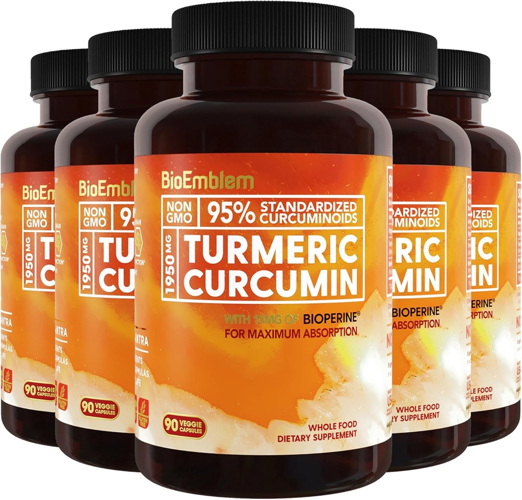BioEmblem Curcumin curcumin supplémentaire avec BioPerine.Support articulaire et santé cardiaque.