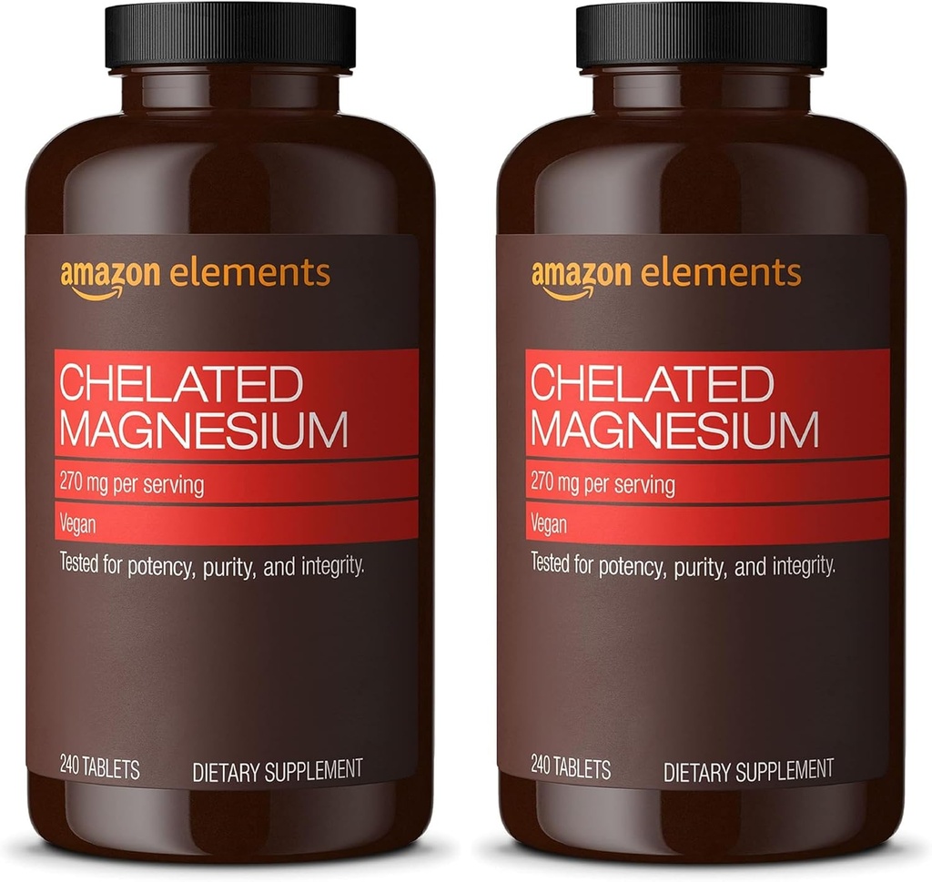 Elemente - Chelat Magnesium, 240 Tabletten, 270 mg pro Portion, als Magnesium Glycinat Chelate, Vegan (Packung von 2)