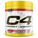 C4 Energy + Aminos Poudre, 5g BCAAs & AEA pour la récupération musculaire, 3 électrolytes pour l'hydratation, 100mg caféine naturelle, préentraînement, Zéro sucre, 30 portions, punch fruit