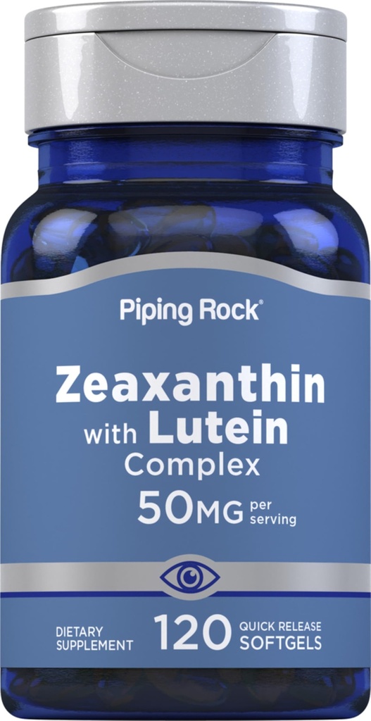 Piping Rock Zeaxanthin Plus Lutein | 50mg | 120 Softgels | aus Marigold Extrakt | Non-GMO, Gluten kostenlose Ergänzung