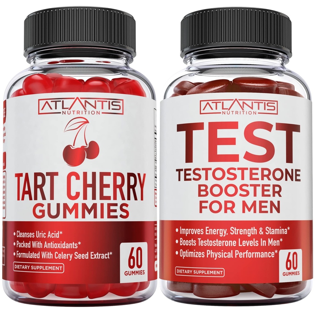 Atlantis Nutrition Tart Cherry 60 Gummies + Testostérone Booster 60 Gummies