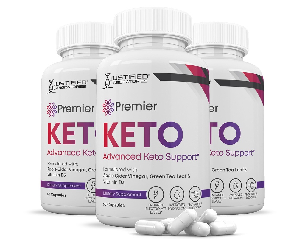 (3 Pack) Premier Keto ACV Pillen 1275MG Keto Support Blend Alternative zu Gummis formuliert mit Apfelessig extra natives Olivenölpulver Grünteeblatt 180 Kapseln
