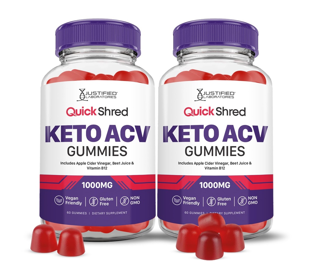 Justified Laboratories Quick Shred Keto ACV Gummies Advanced Formula 1000MG Apple Cider Essiggummis mit Granatapfelfettpulver & B12 Vegan, Non-GMO 120 Gummys