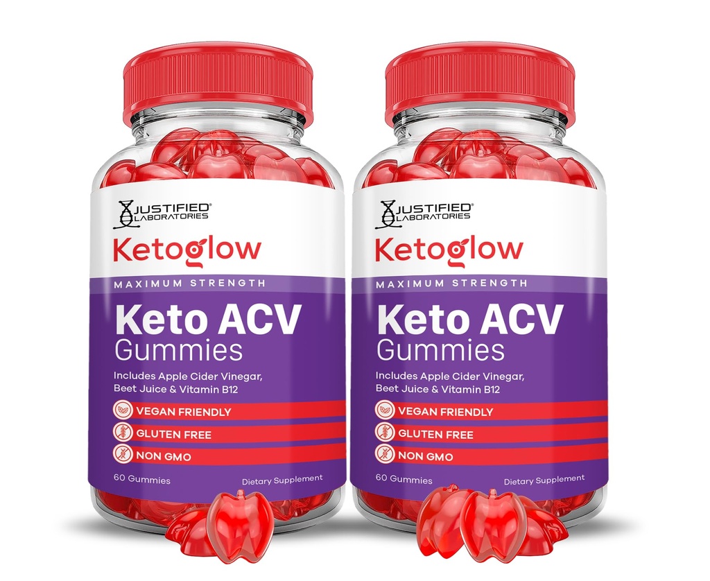 (2 Pack) Keto Glow Keto ACV Gummies Advanced Formula 1000MG Ketoglow Keto Gummies Apfel Apfelessig Formuliert mit Granatapfel-Essigpulver B12 Vegan Non GMO 120 Gummys