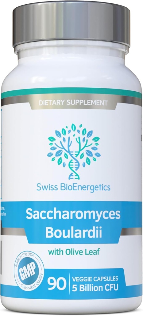 Saccharomyces Boulardii 5 Billion CFU 90 Kapseln - Keine Erfrischung erforderlich - Hochfeste nicht kolonisierende Hefe mit synergistischem Olivenblatt, Biotin und Vitamin D3
