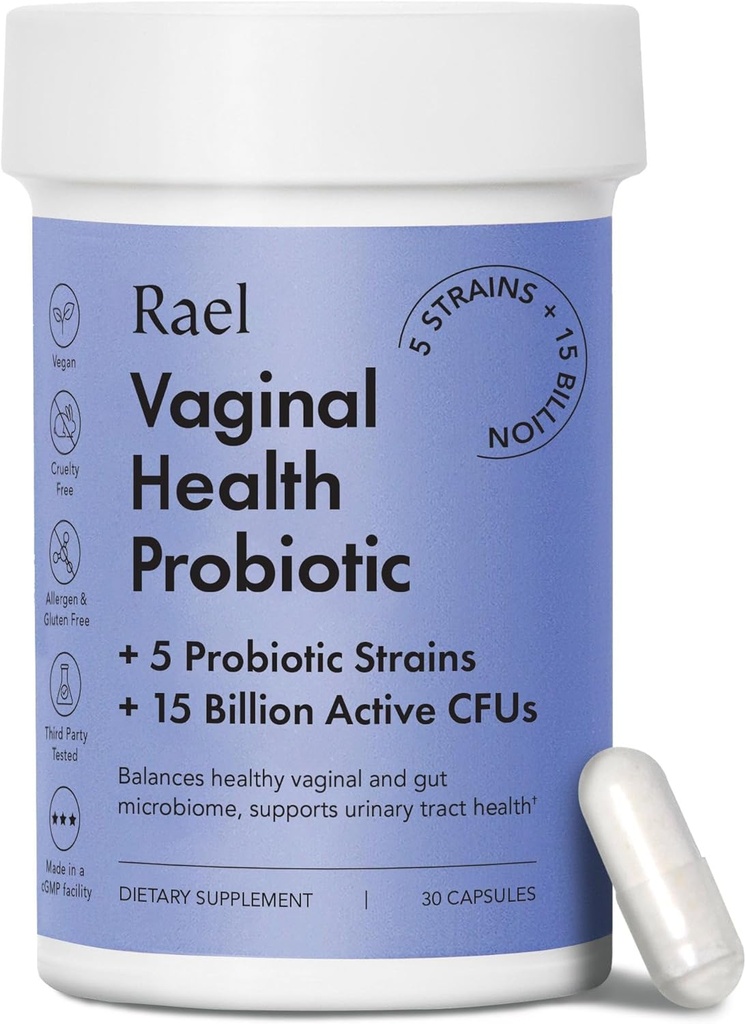 Rael Probiotics für Frauen - pH Balance Supplement mit Präbiotika, Vaginal Immune Gesundheit, Hefe & Flora Support, Odor Control, Vegan (30 Servierungen)