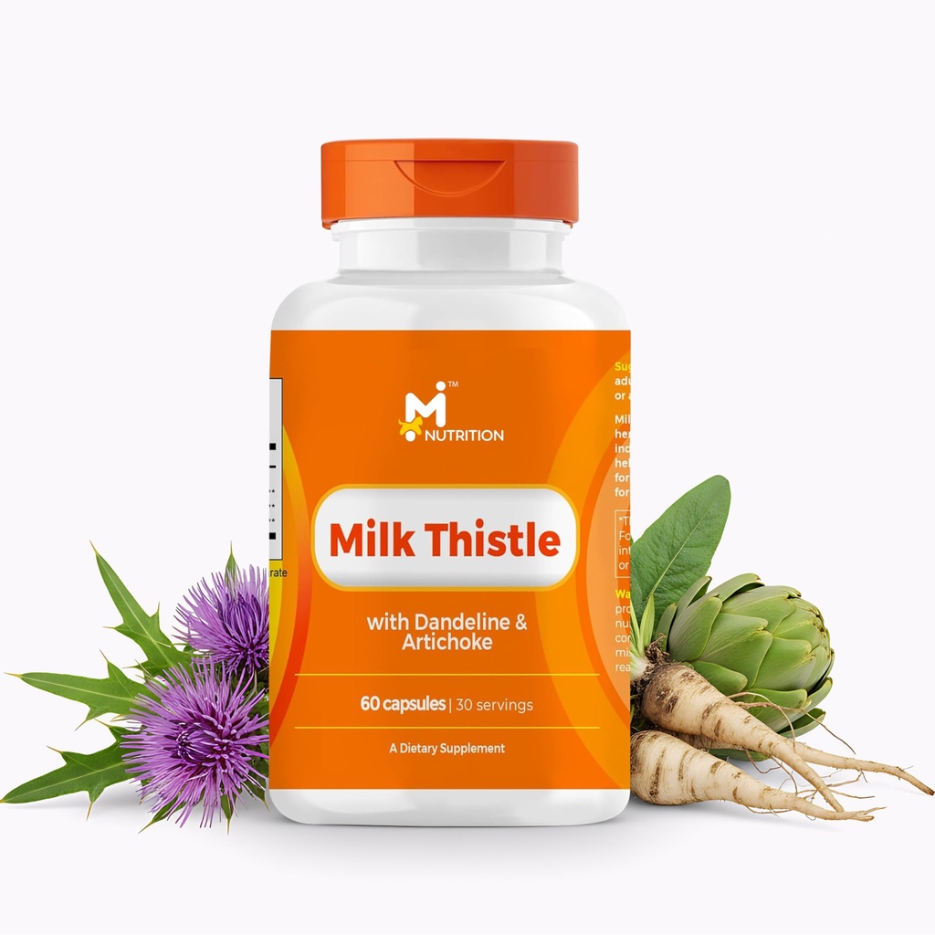 Milk Thistle Liver Support Supplement 20:1 Extrakt mit Dandelion Root & Artichoke Leaf, Liver Detox Support, Antioxidant & Digestive Support, Non-GMO, Gluten-Free, 3rd Party Tested, 60 Kapseln