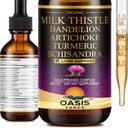 2 Pack Milchdistel Tropfen für Leberreiniger Detox & Repair, Milchdistel Extrakt Flüssigergänzung mit Dandelion & Artichoke für Leberunterstützung, Vegan, Bio, Alkoholfrei, 4 FL OZ