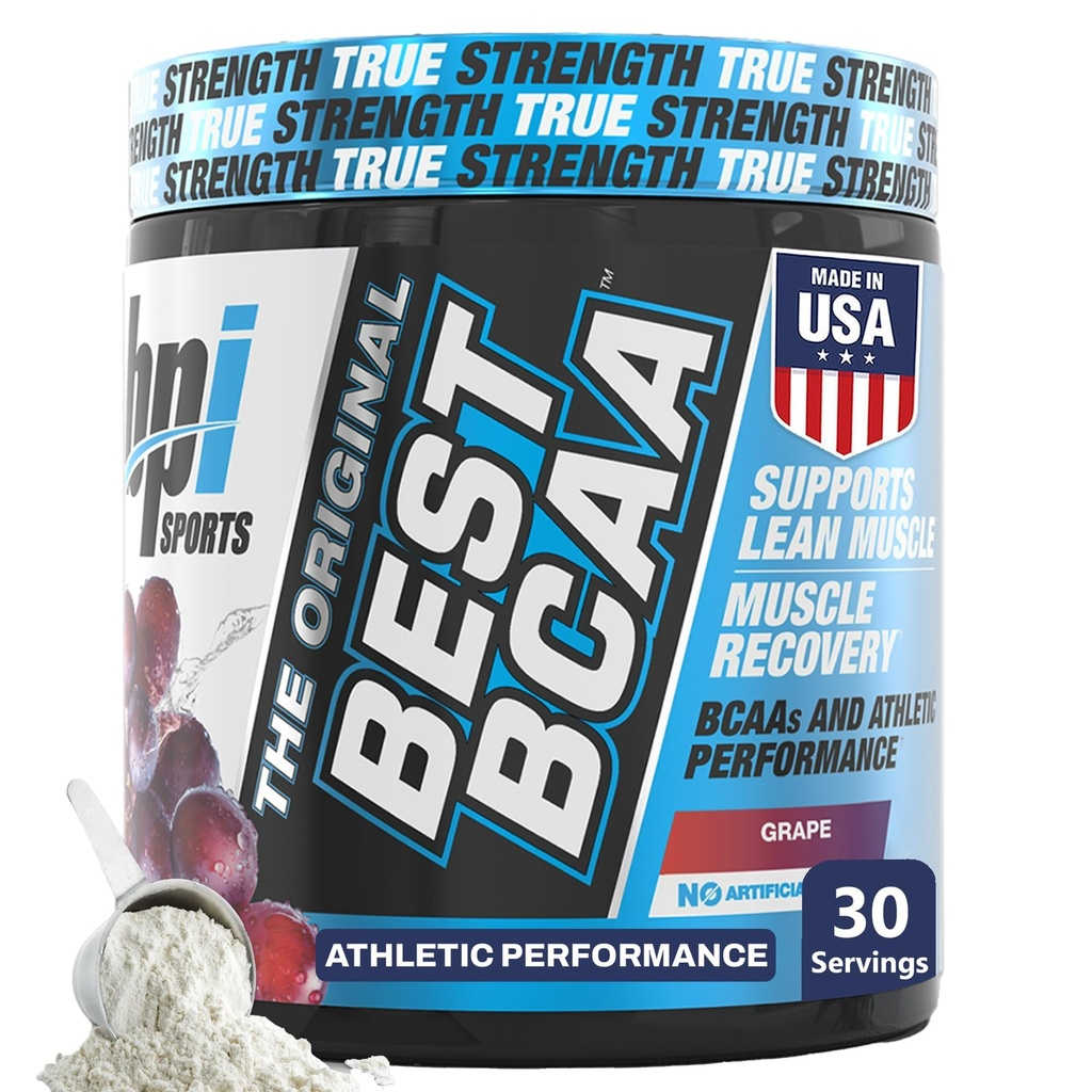 BPI Sports Best BCAA Powder - Muskel-Recovery-Unterstützung - Verzweigte Kette Aminosäuren | Bausteine von Protein und Muskel - Post Workout Recovery - Hydration - Trauben, 30 Servietten