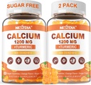Calcium 1200 mg avec vitamine D3 Gummies - Calcium + Supplément curcuma pour les femmes et les hommes avec vitamine K2 B12 - Soutien os et muscles - Sans sucre - Vegan (120 Nombre)