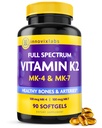 InnovixLabs Vollspektrum Vitamin K2-90 Softgels mit 600 mcg Trans Form MK7 und MK4 - Unterstützt allgemeine Gesundheit und Knochenstärke - Soja und Glutenfreies K2 Vitamin Supplement