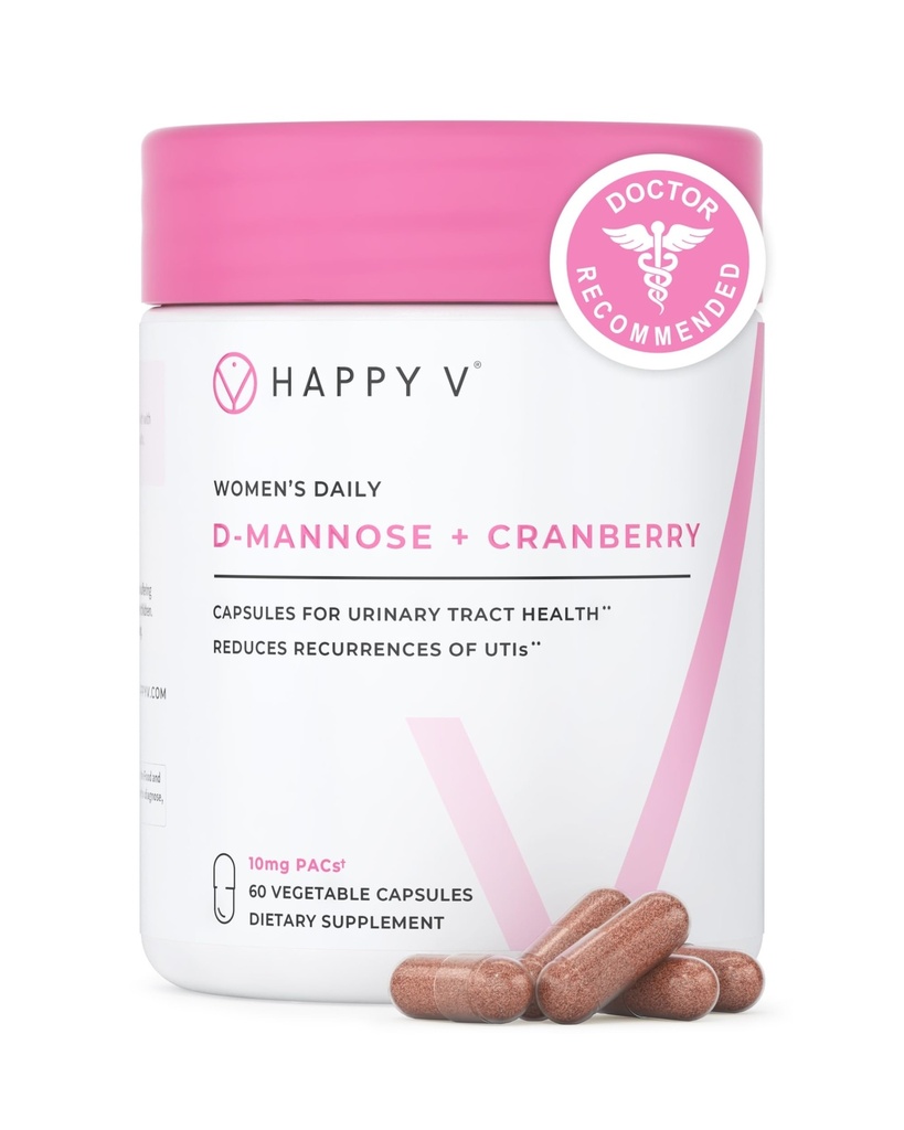 Happy v Dr. Formulierte D-Mannose mit Cranberry Pillen für Frauen Cranberry für Urinary Tract Infektionen & D Mannose Powder für UTI Infektionsprävention, Blase & Harmony
